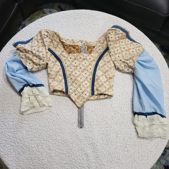 Halloween Costume Medieval Renaissance Corset Bodice Shirt Cropped Short Top XS - Picture 1 of 7